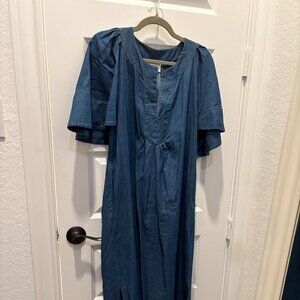 Denim Finley Flutter Sleeve Maxi Dress by Pomander Place